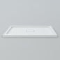 Acritec Covered Drain double threshold shower base in white, with recessed acrylic drain cover, available in multiple sizes and drain configurations