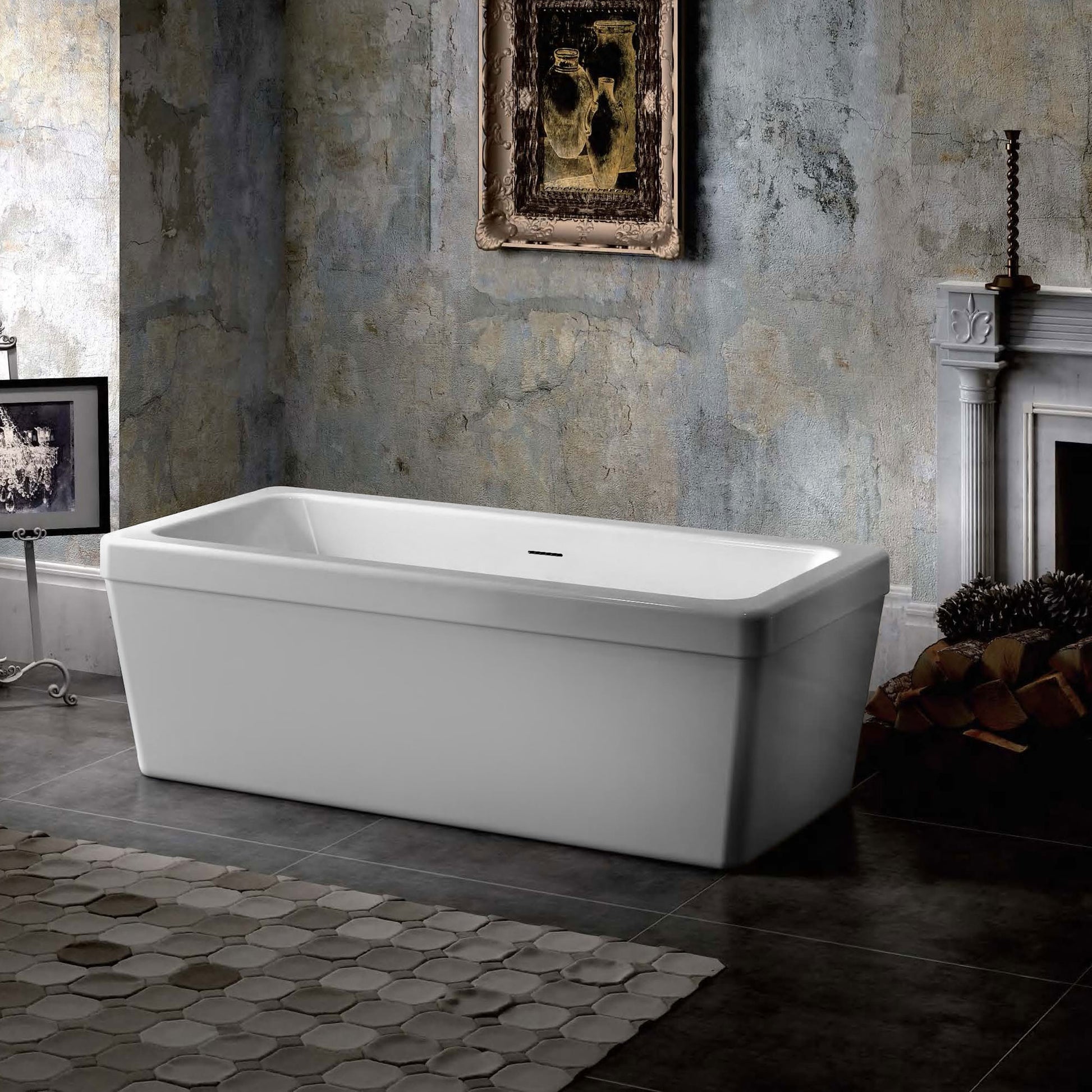 Acritec Daphne 67" Freestanding Acrylic Soaker Bathtub – White