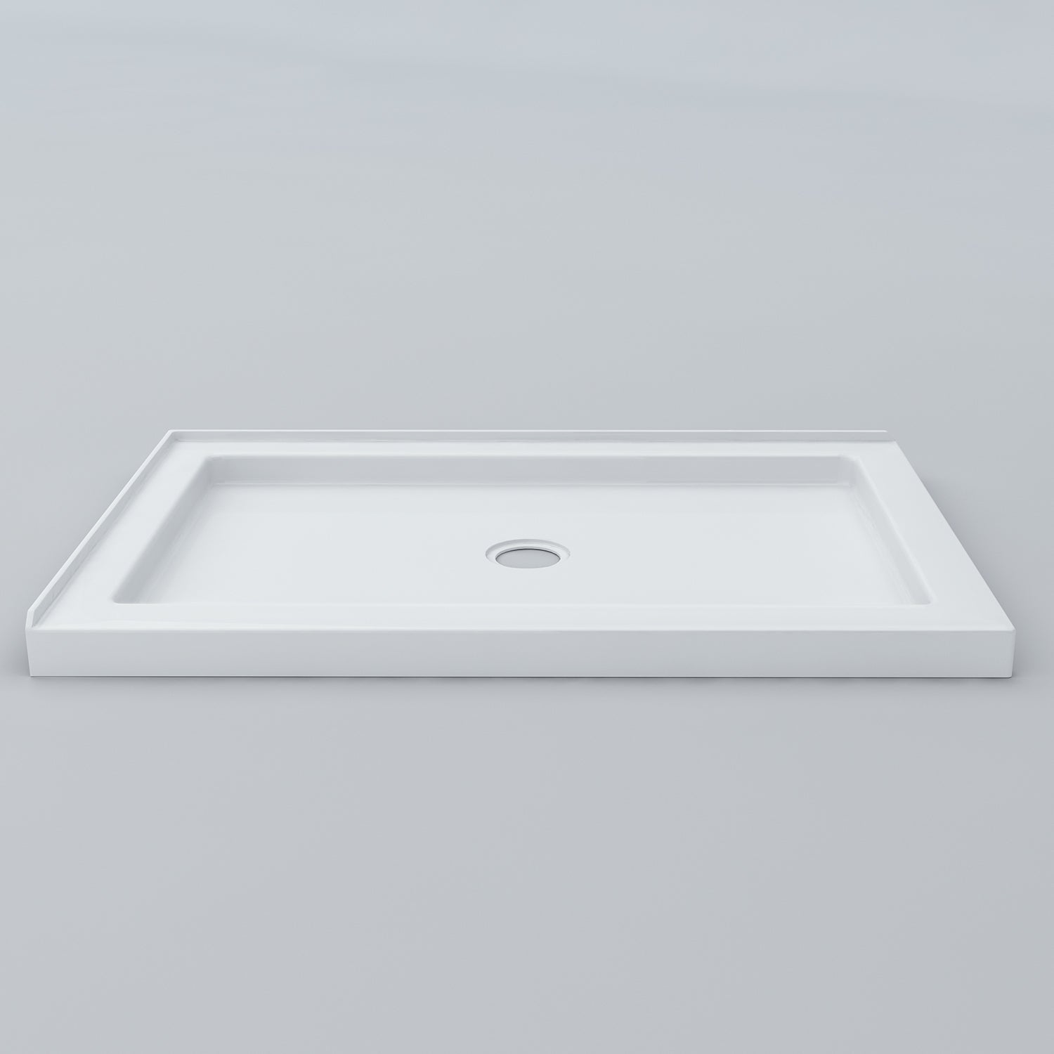 Acritec Low Profile double threshold shower base in white, available in many sizes with center or end drain