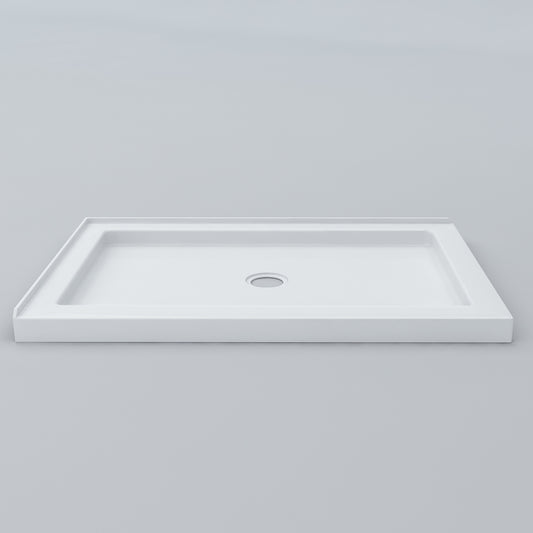Acritec Low Profile double threshold shower base in white, available in many sizes with center or end drain