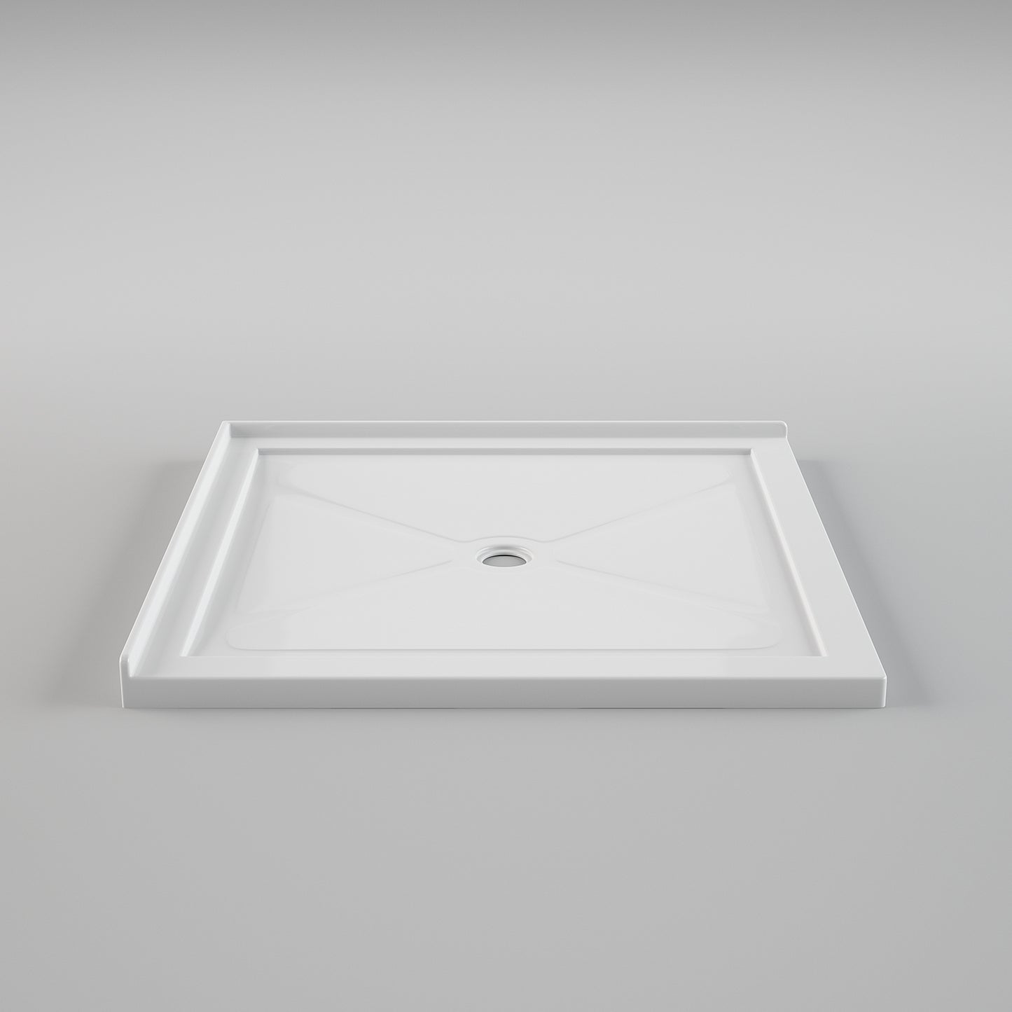 Acritec Minimalist double threshold shower base in white, modern angular design, available in multiple sizes