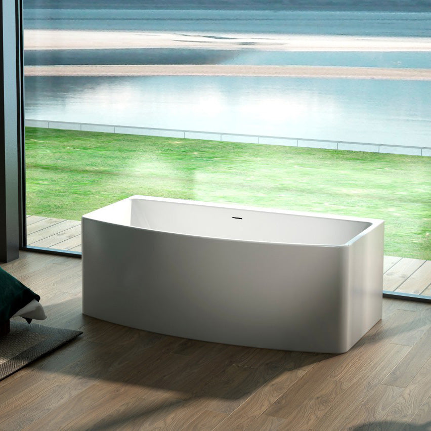 Acritec Fiona 66" Semi-Freestanding Soaker Bathtub – White Acrylic