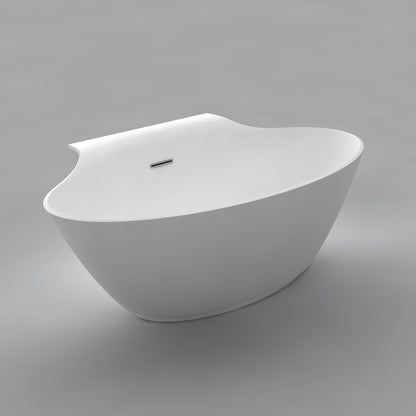 Acritec Gauguin 46512 Freestanding Cast Composite Bathtub Side View White