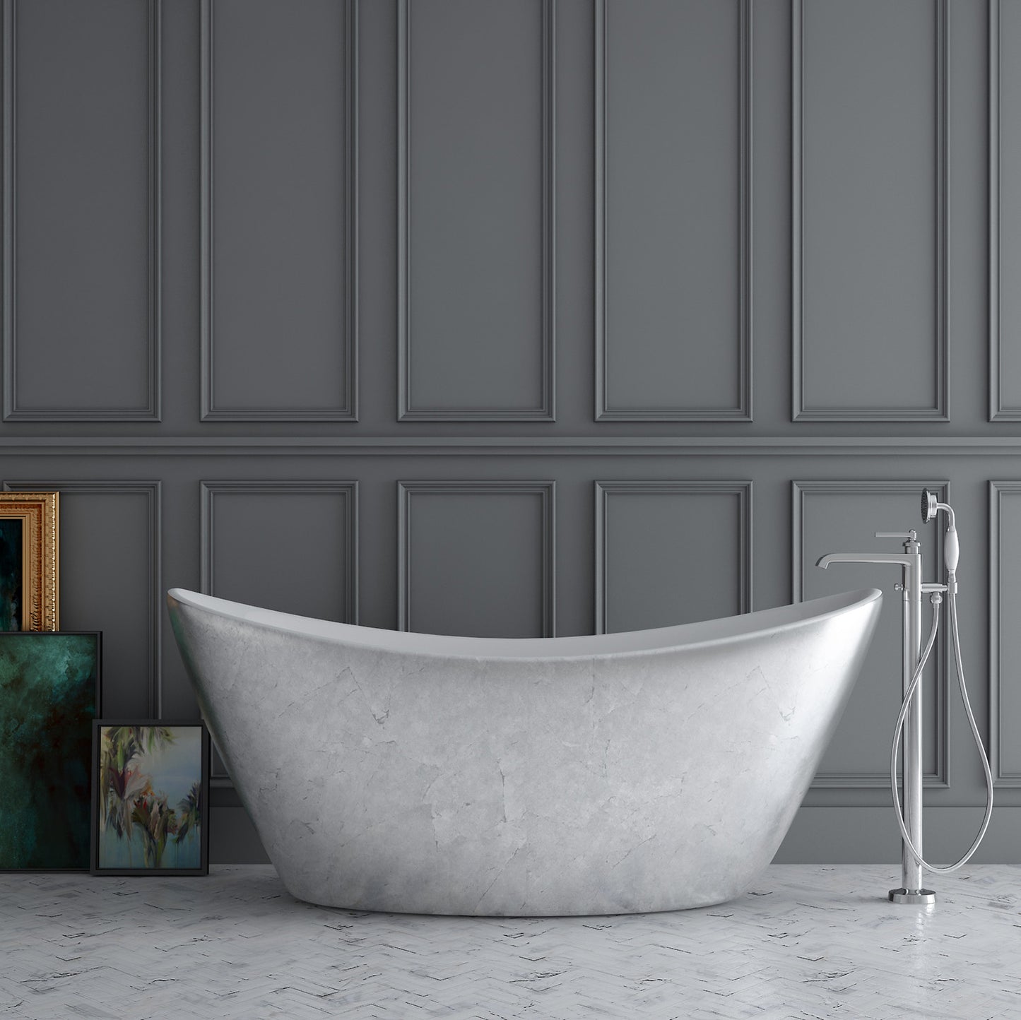 Acritec Hayden Series 68" Freestanding Bathtub – Silver Finish