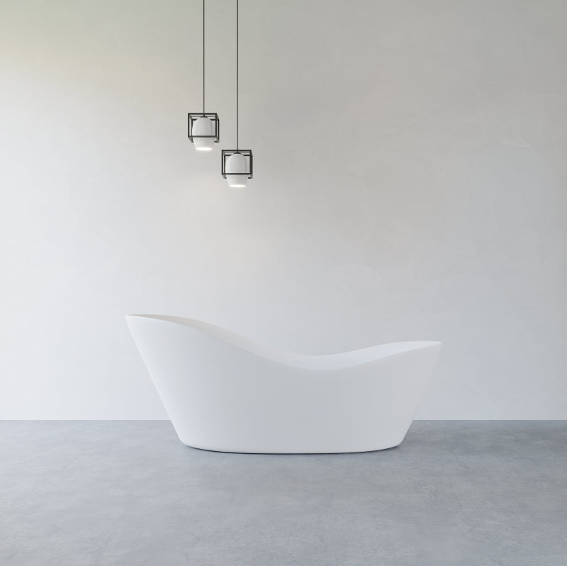 Acritec Justina 46524 Freestanding Cast Composite Bathtub In Bathroom Setting White