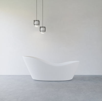 Acritec Justina 46524 Freestanding Cast Composite Bathtub In Bathroom Setting White