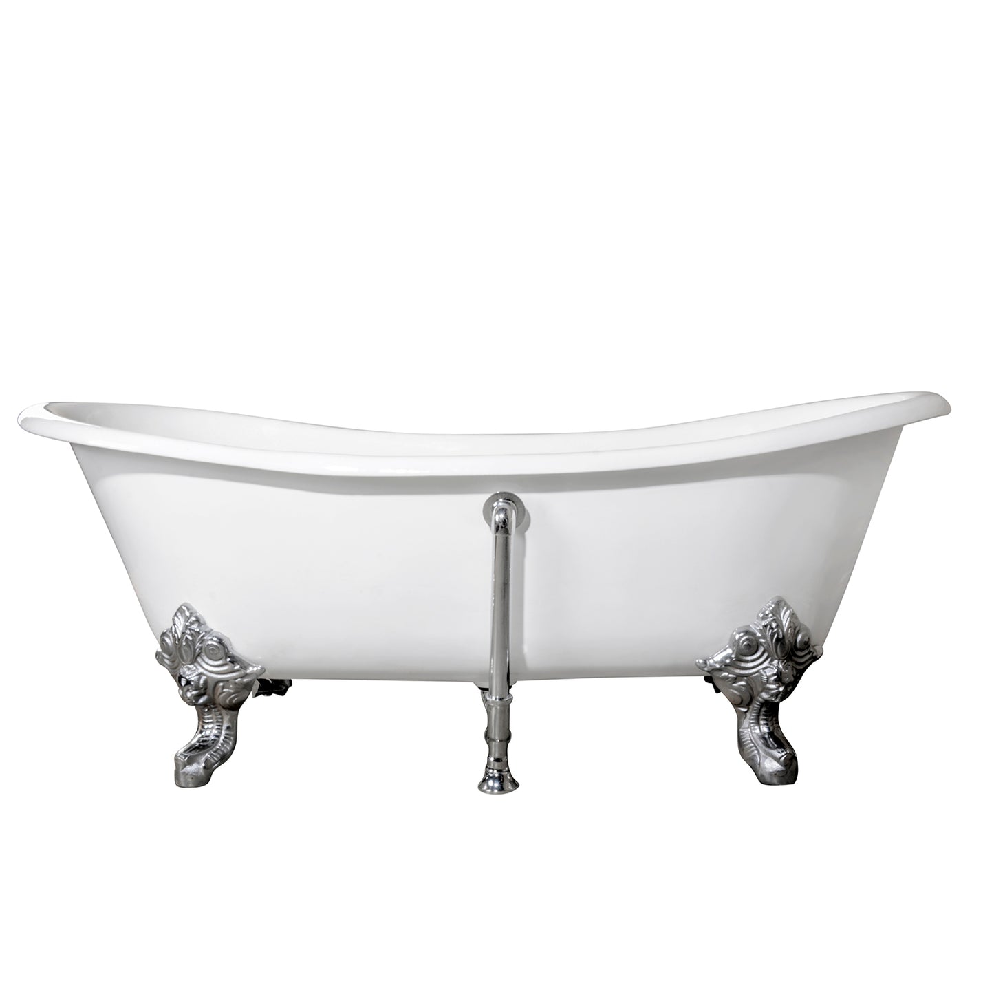 Acritec Kelpie 48035 – Back view, cast iron roll top clawfoot bathtub