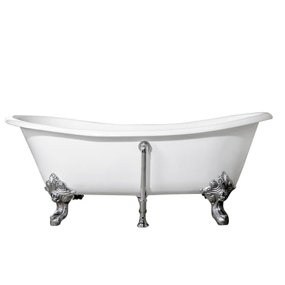 Acritec Kelpie 48035 – Back view, cast iron roll top clawfoot bathtub