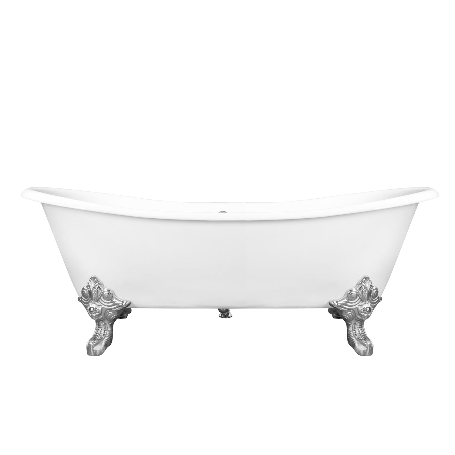 Acritec Kelpie 48035 72-inch Cast Iron Double-Ended Roll Top Clawfoot Bathtub – White