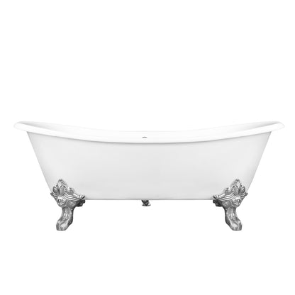 Acritec Kelpie 48035 72-inch Cast Iron Double-Ended Roll Top Clawfoot Bathtub – White