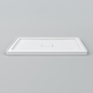 Acritec Covered Drain single threshold shower base in white, recessed acrylic drain cover, available in multiple sizes