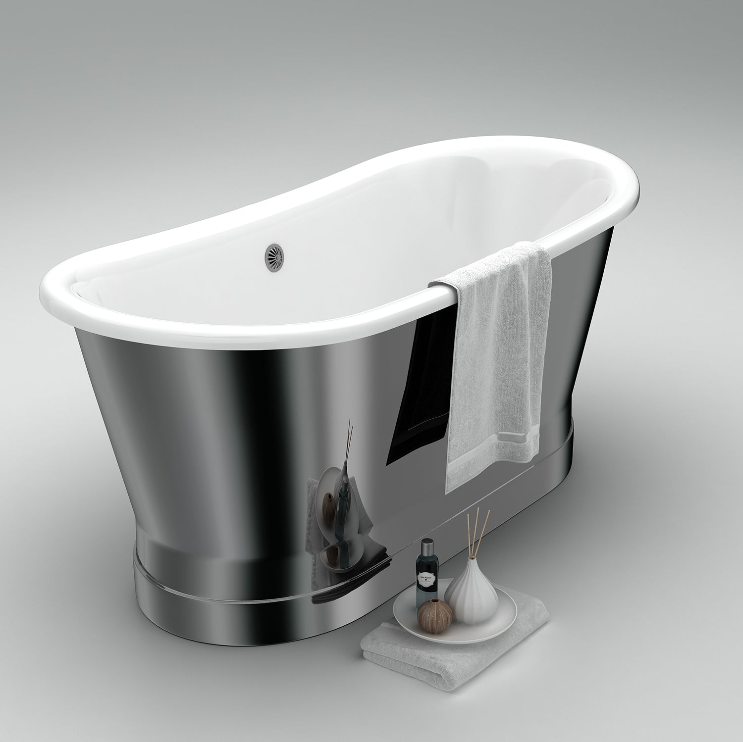 Acritec Lusca Mirror Finish Cast Iron Freestanding Bathtub Lifestyle