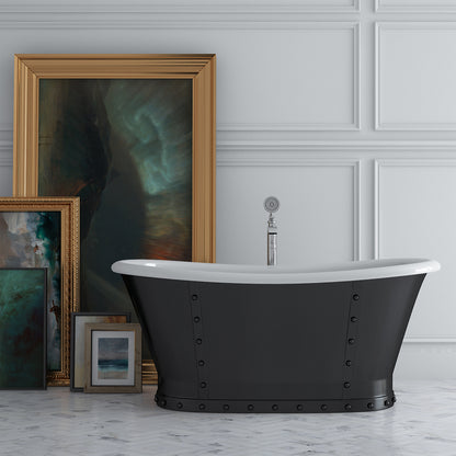 Acritec Lusca Matte Black Cast Iron Freestanding Bathtub 67 x 26.5 x 28 Lifestyle