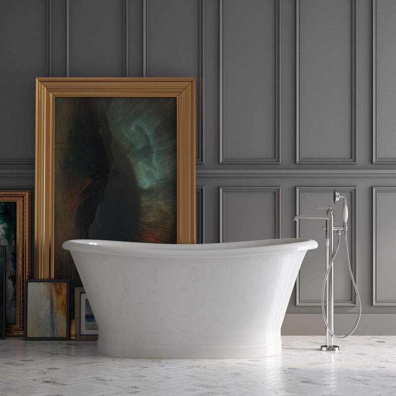 Acritec Lusca White Cast Iron Freestanding Bathtub 67 x 26.5 x 28 French Bateau
