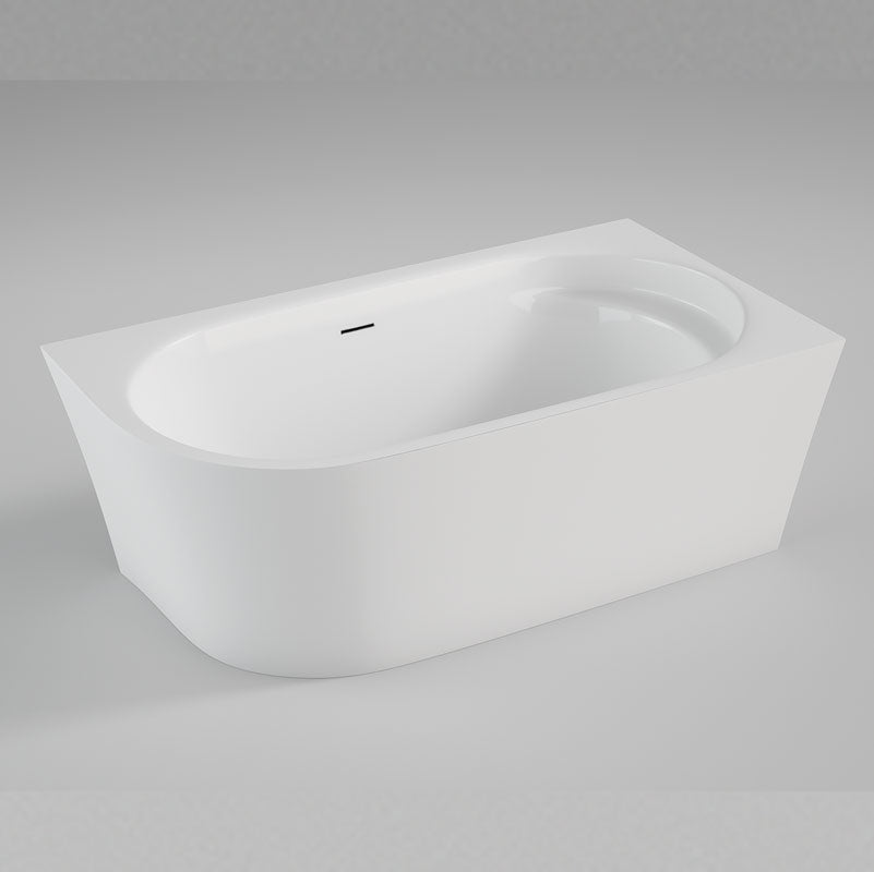 Acritec Milla 59" Corner Semi-Freestanding Soaker Bathtub – Right Hand Drain – White