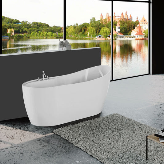 Acritec Olivia 60" Freestanding Acrylic Soaker Bathtub – White