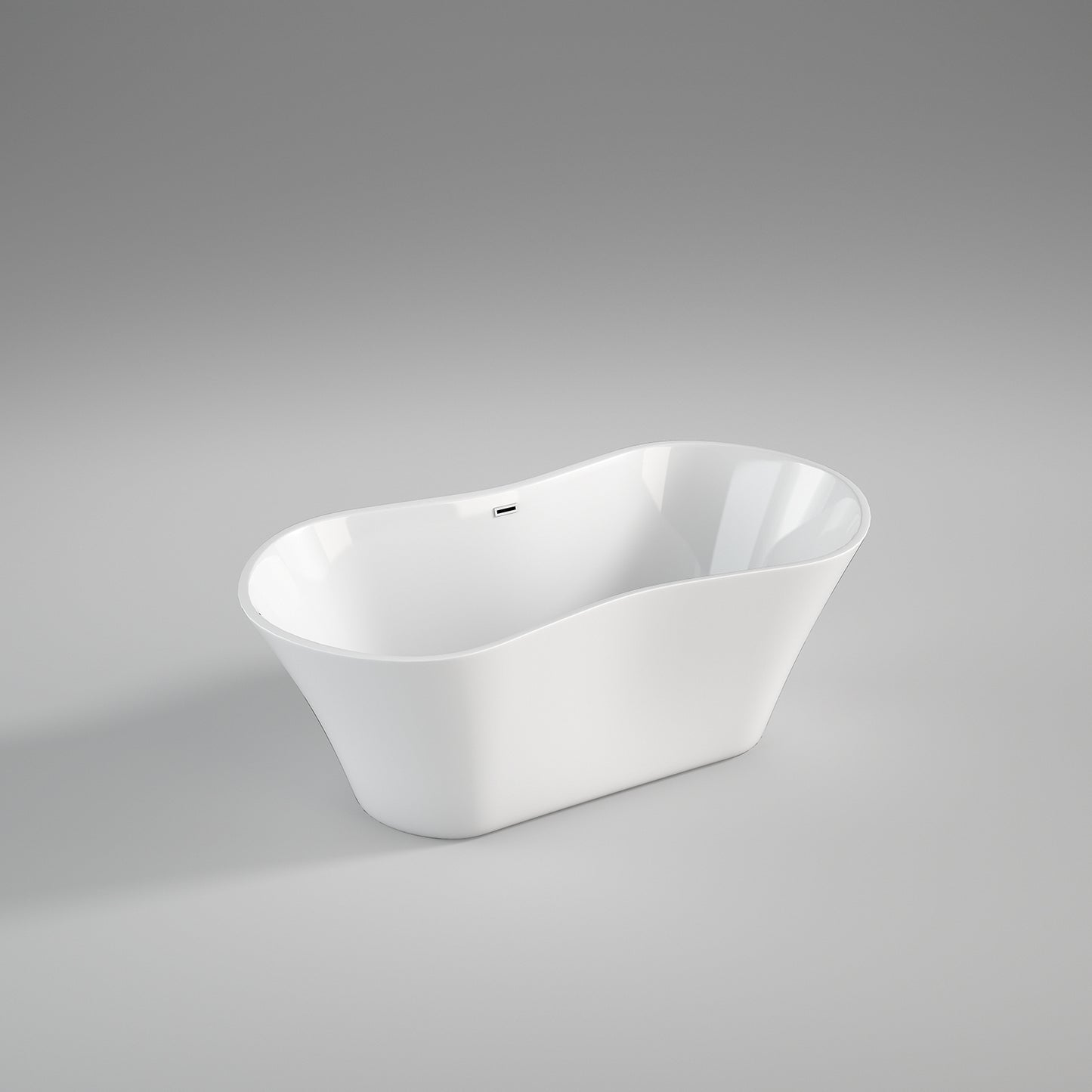 Acritec Palermo 46507 Freestanding Cast Composite Bathtub Side View Gloss White