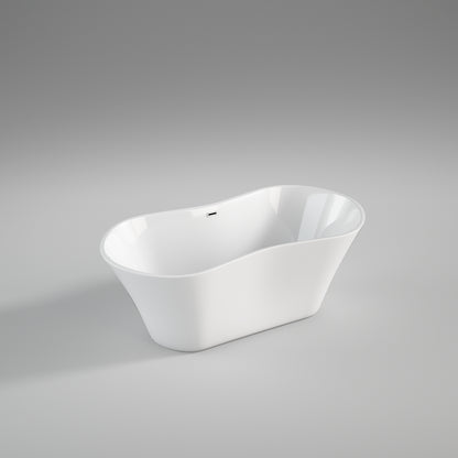 Acritec Palermo 46507 Freestanding Cast Composite Bathtub Side View Gloss White
