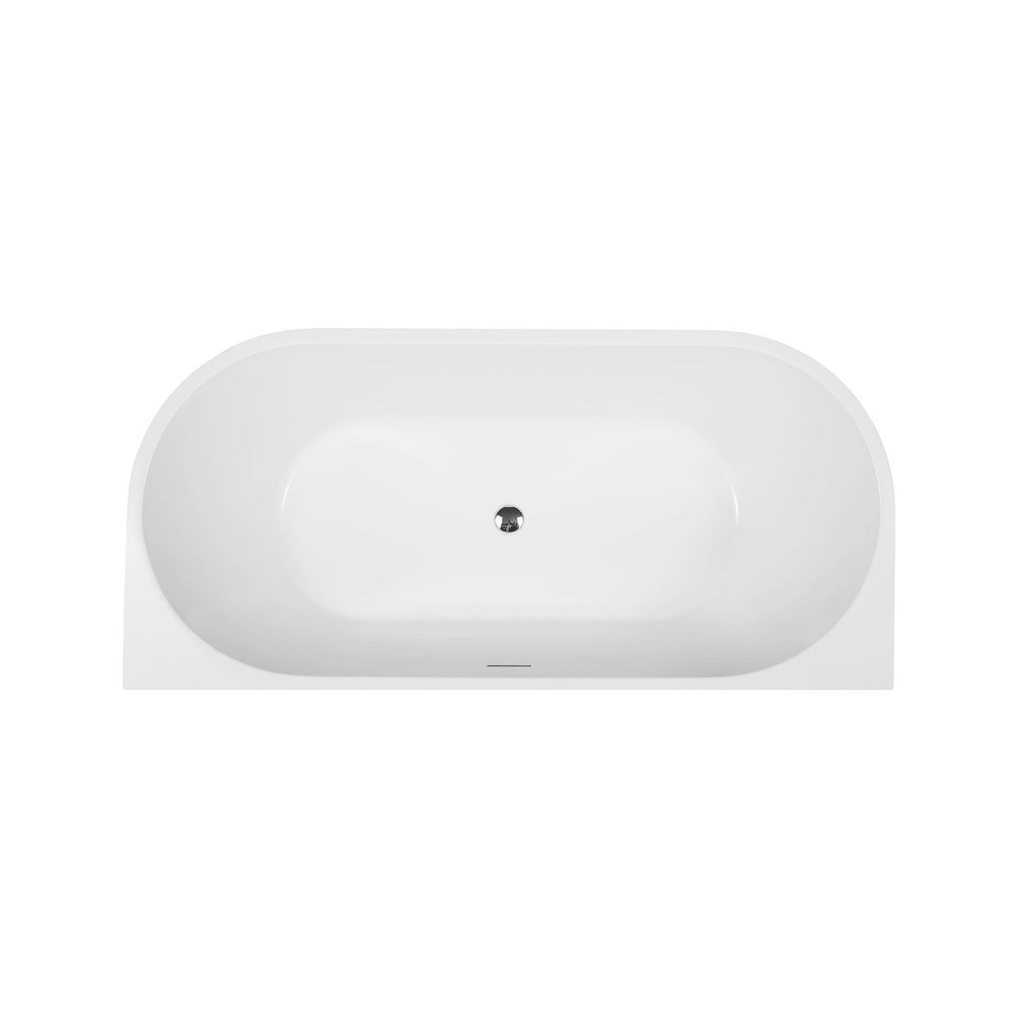 Acritec Rochelle 66⅞" Oval Semi-Freestanding Soaker Bathtub – White Acrylic