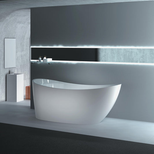 Acritec Sherin 67" Freestanding Acrylic Soaker Bathtub – White