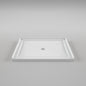 Acritec Minimalist single threshold shower base in white, modern angular design, available in many sizes with center drain