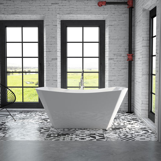 Acritec Theo Series 68½" Freestanding Acrylic Soaker Bathtub – White
